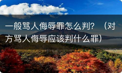 一般骂人侮辱罪怎么判？（对方骂人侮辱应该判什么罪）