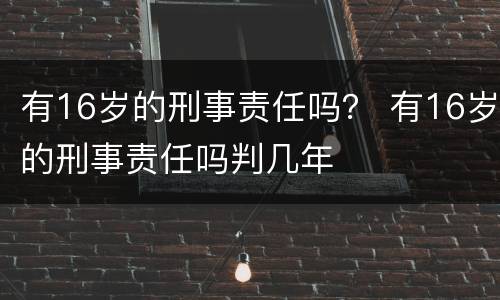 有16岁的刑事责任吗？ 有16岁的刑事责任吗判几年