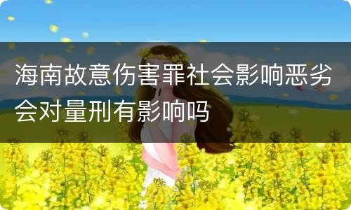 海南故意伤害罪社会影响恶劣会对量刑有影响吗