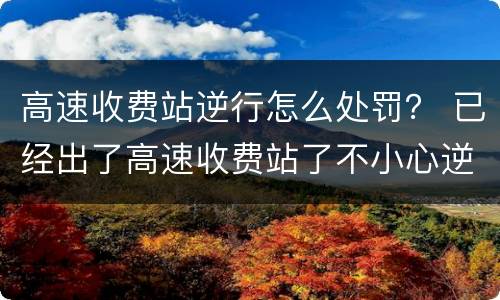 高速收费站逆行怎么处罚？ 已经出了高速收费站了不小心逆行怎么扣分