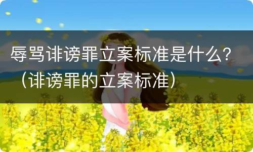 辱骂诽谤罪立案标准是什么？（诽谤罪的立案标准）