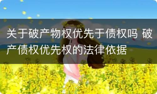 关于破产物权优先于债权吗 破产债权优先权的法律依据