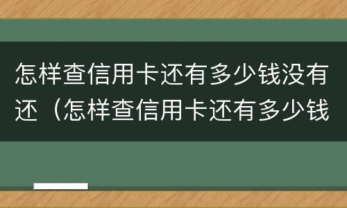 怎样查信用卡还有多少钱没有还（怎样查信用卡还有多少钱没有还完）