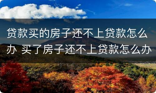 贷款买的房子还不上贷款怎么办 买了房子还不上贷款怎么办