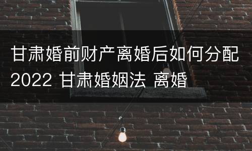 甘肃婚前财产离婚后如何分配2022 甘肃婚姻法 离婚