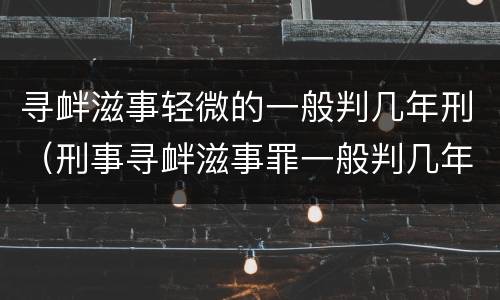 寻衅滋事轻微的一般判几年刑（刑事寻衅滋事罪一般判几年）