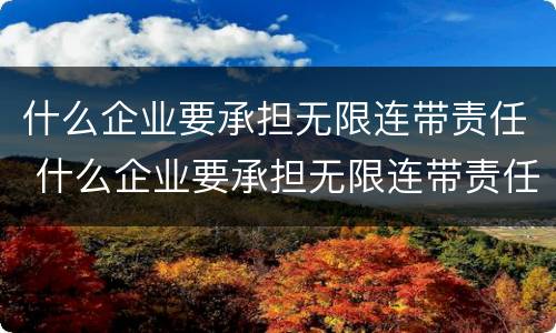什么企业要承担无限连带责任 什么企业要承担无限连带责任呢