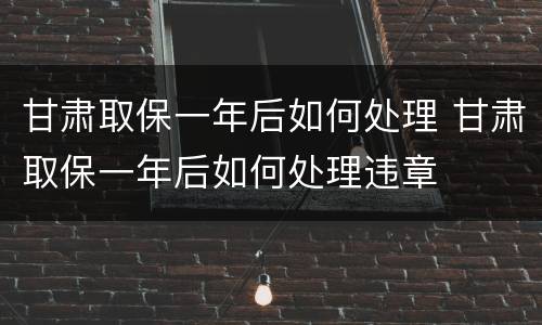 甘肃取保一年后如何处理 甘肃取保一年后如何处理违章