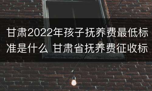 甘肃2022年孩子抚养费最低标准是什么 甘肃省抚养费征收标准