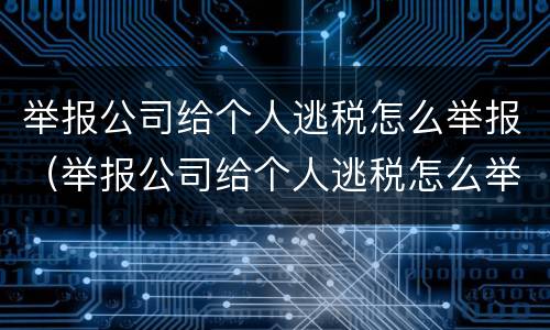 举报公司给个人逃税怎么举报（举报公司给个人逃税怎么举报电话）