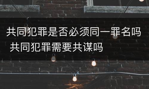 共同犯罪是否必须同一罪名吗 共同犯罪需要共谋吗
