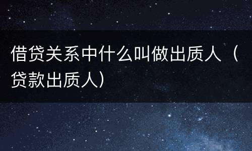 借贷关系中什么叫做出质人（贷款出质人）