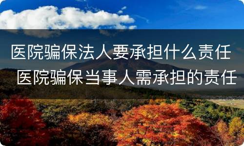 医院骗保法人要承担什么责任 医院骗保当事人需承担的责任