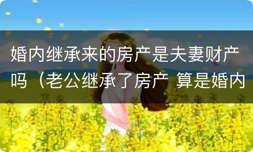 婚内继承来的房产是夫妻财产吗（老公继承了房产 算是婚内财产吗）