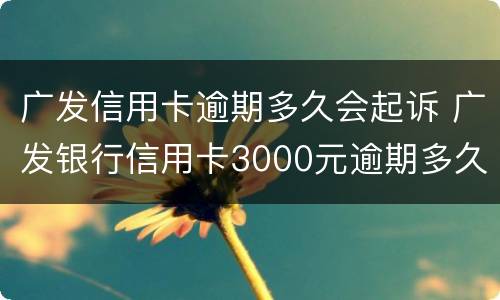 广发信用卡逾期多久会起诉 广发银行信用卡3000元逾期多久会起诉