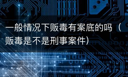 一般情况下贩毒有案底的吗（贩毒是不是刑事案件）
