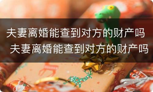 夫妻离婚能查到对方的财产吗 夫妻离婚能查到对方的财产吗知乎