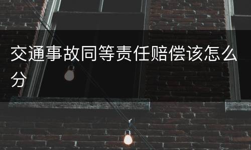 交通事故同等责任赔偿该怎么分