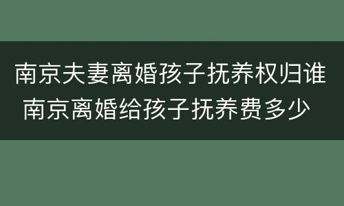 南京夫妻离婚孩子抚养权归谁 南京离婚给孩子抚养费多少