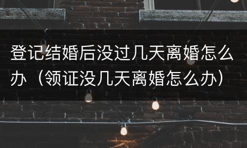 登记结婚后没过几天离婚怎么办（领证没几天离婚怎么办）
