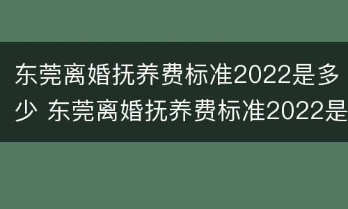 东莞离婚抚养费标准2022是多少 东莞离婚抚养费标准2022是多少呢