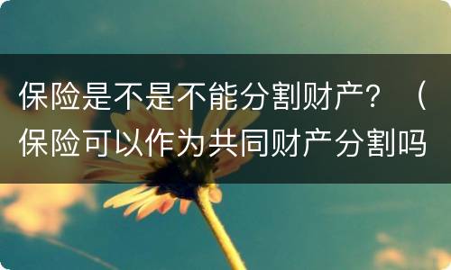 保险是不是不能分割财产？（保险可以作为共同财产分割吗）