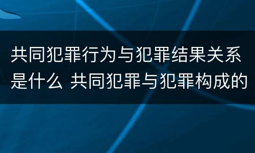 共同犯罪行为与犯罪结果关系是什么 共同犯罪与犯罪构成的关系