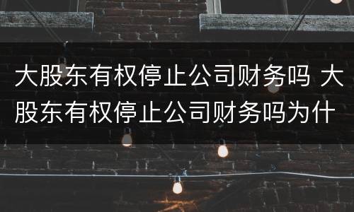 大股东有权停止公司财务吗 大股东有权停止公司财务吗为什么