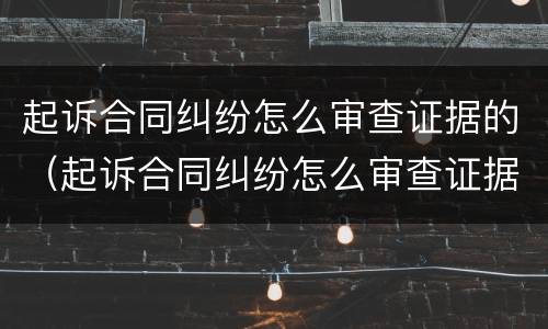 起诉合同纠纷怎么审查证据的（起诉合同纠纷怎么审查证据的材料）