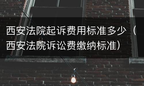 西安法院起诉费用标准多少（西安法院诉讼费缴纳标准）