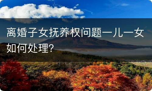 离婚子女抚养权问题一儿一女如何处理？