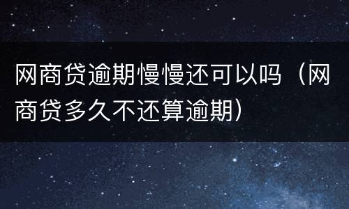 网商贷逾期慢慢还可以吗（网商贷多久不还算逾期）