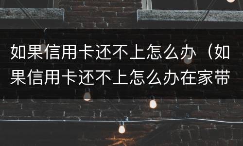如果信用卡还不上怎么办（如果信用卡还不上怎么办在家带娃没收入）