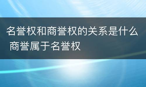 名誉权和商誉权的关系是什么 商誉属于名誉权
