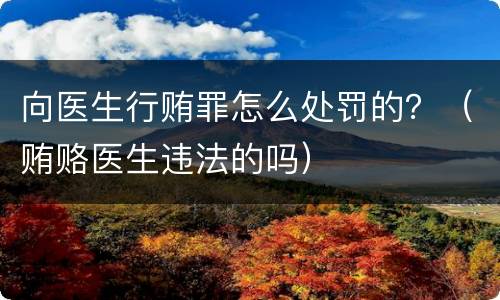 向医生行贿罪怎么处罚的？（贿赂医生违法的吗）
