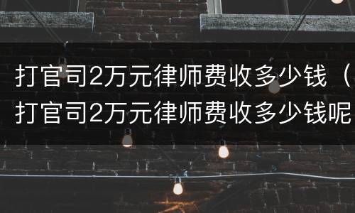 打官司2万元律师费收多少钱（打官司2万元律师费收多少钱呢）