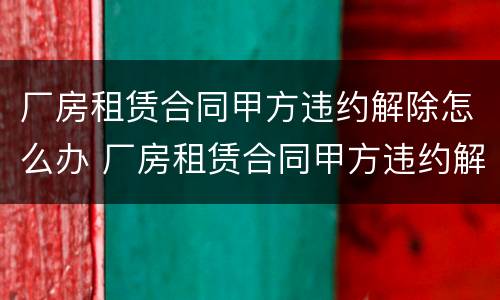 厂房租赁合同甲方违约解除怎么办 厂房租赁合同甲方违约解除怎么办手续