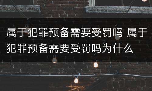 属于犯罪预备需要受罚吗 属于犯罪预备需要受罚吗为什么