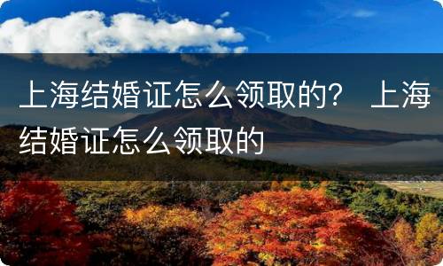 上海结婚证怎么领取的？ 上海结婚证怎么领取的