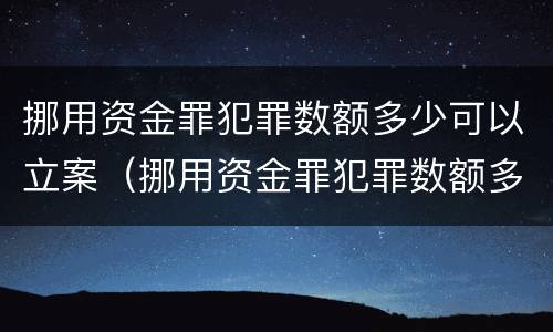 挪用资金罪犯罪数额多少可以立案（挪用资金罪犯罪数额多少可以立案）