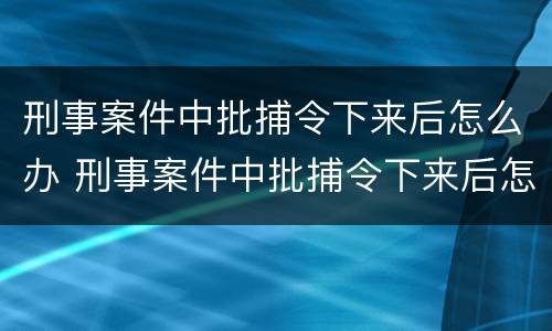 刑事案件中批捕令下来后怎么办 刑事案件中批捕令下来后怎么办呢