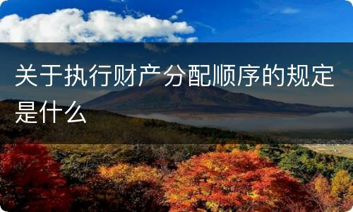 关于执行财产分配顺序的规定是什么