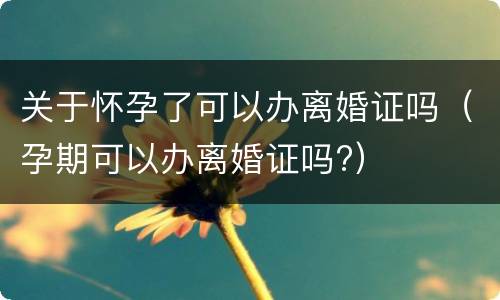 关于怀孕了可以办离婚证吗（孕期可以办离婚证吗?）
