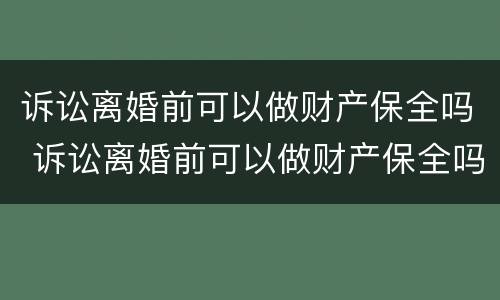 诉讼离婚前可以做财产保全吗 诉讼离婚前可以做财产保全吗