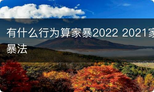 有什么行为算家暴2022 2021家暴法