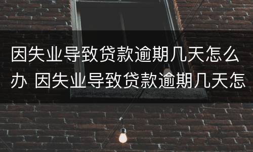 因失业导致贷款逾期几天怎么办 因失业导致贷款逾期几天怎么办理