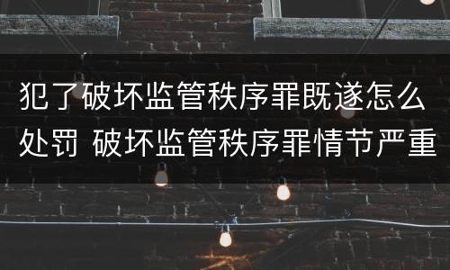 犯了破坏监管秩序罪既遂怎么处罚 破坏监管秩序罪情节严重