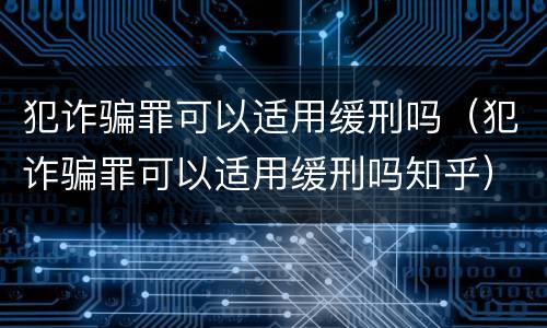 犯诈骗罪可以适用缓刑吗（犯诈骗罪可以适用缓刑吗知乎）
