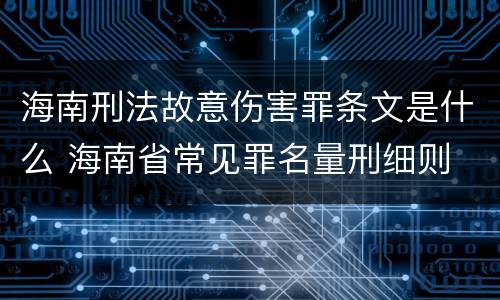 海南刑法故意伤害罪条文是什么 海南省常见罪名量刑细则