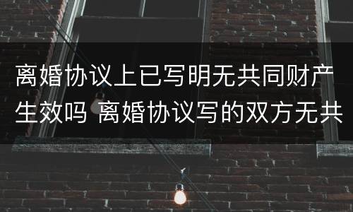 离婚协议上已写明无共同财产生效吗 离婚协议写的双方无共同财产